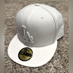 Los Angeles Dodgers White on White 7 5/8 Fitted Hat